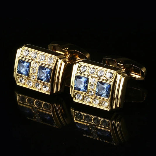 Boutons de Manchette Diamant Bleu